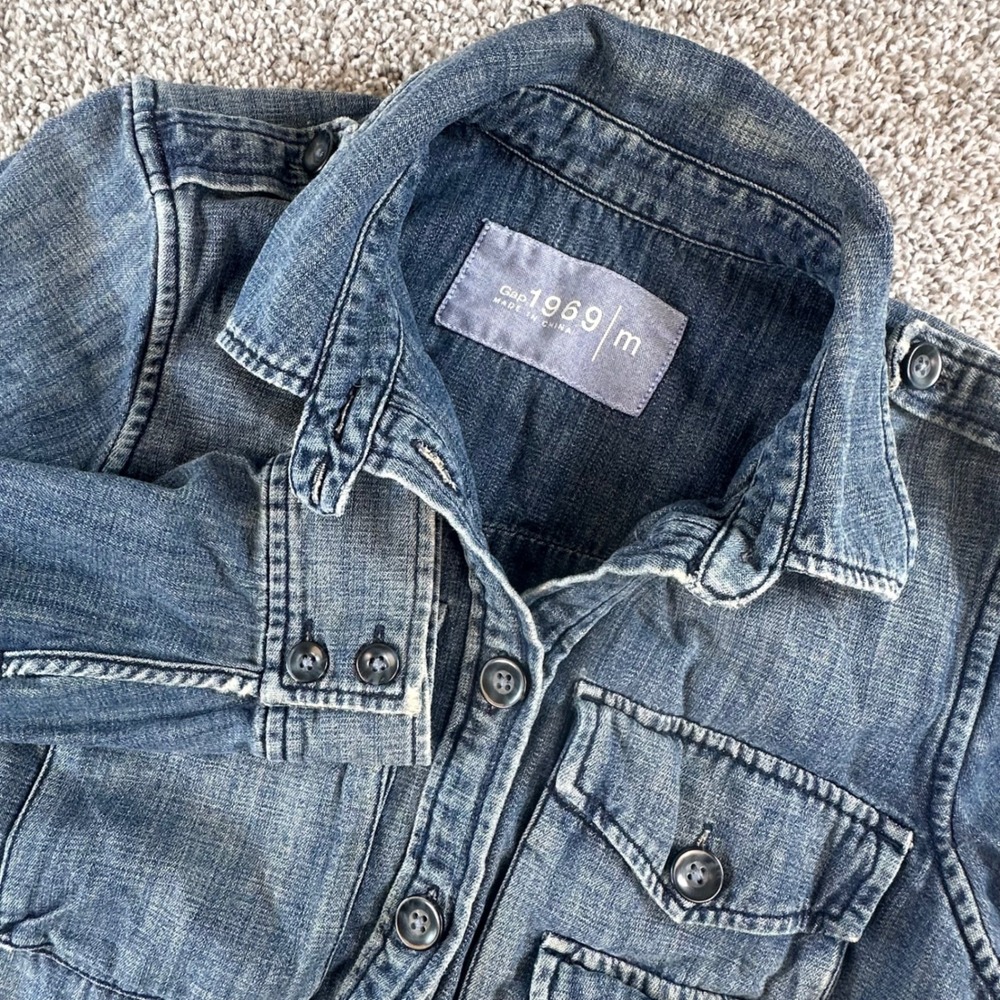 Gap 1969 Denim Utility Jacket Womens Medium Military Chore Coat Field Gorpcore
